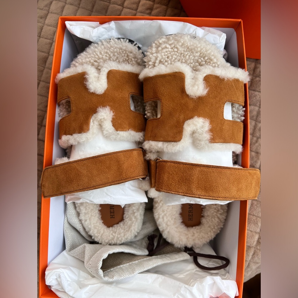 New In Box Authentic Hermes suede wool Chypre Sandal 36.5